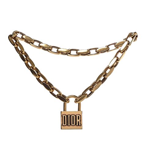 dior lock necklace gold free shipping